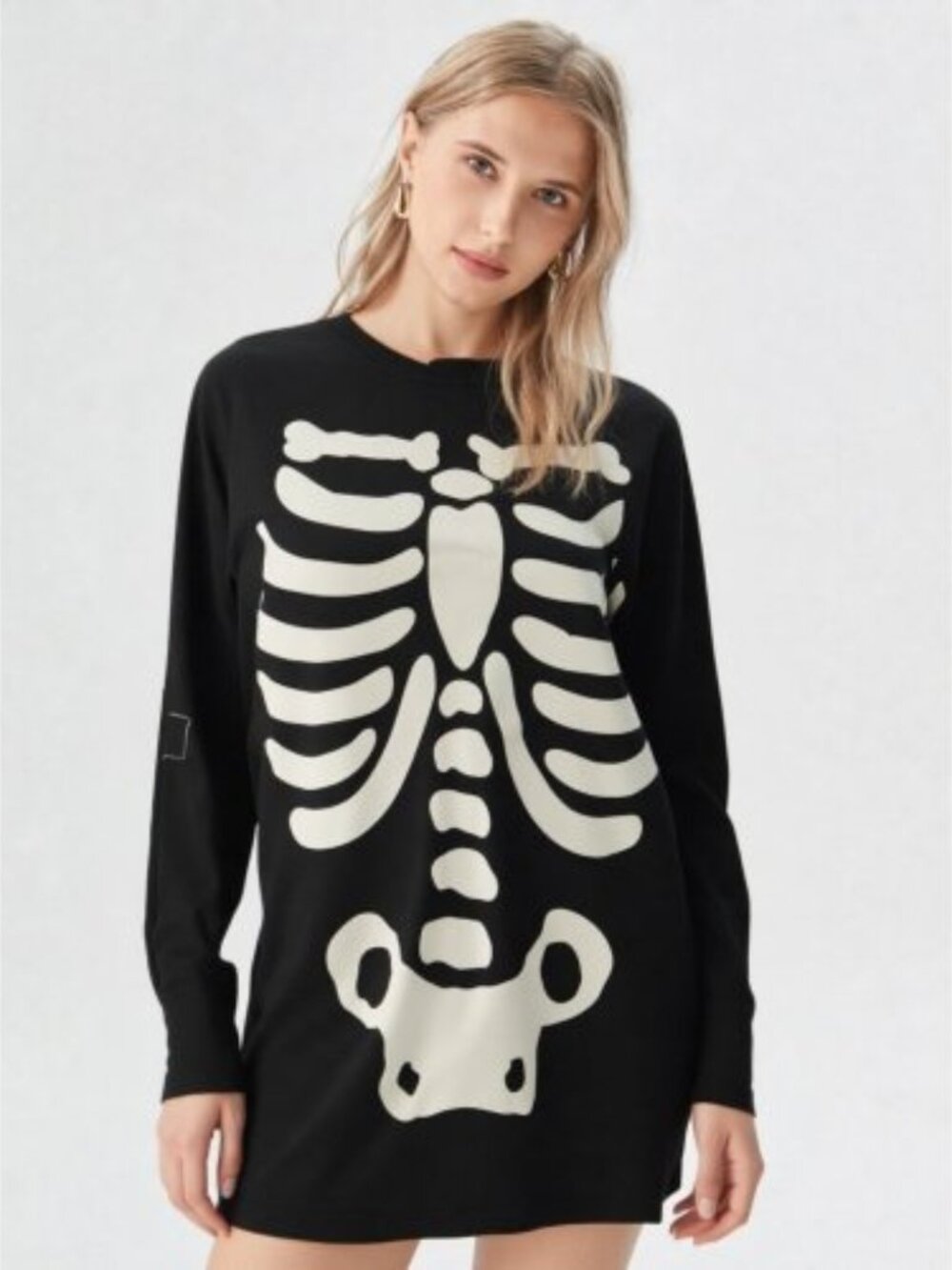 THE CHILDRENS PLACE Black Skeleton Bones Long Sleeve Top Adult Size SMALL